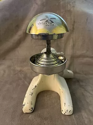 Vintage Juice King JK-45 Hand Crank Citrus Juicer Press White Enamel Chrome MCM • $23.99