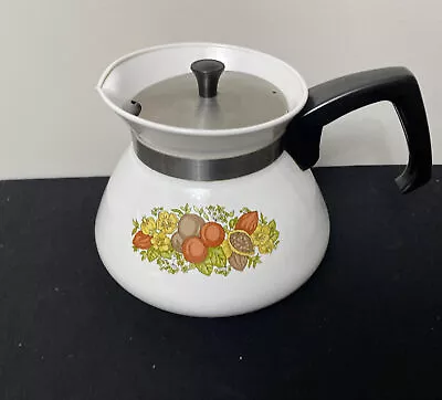 Corning Ware 6 Cup Coffee / Tea/Gravy /Custard /  Pot  Jug  Fruit Design Vintage • $20