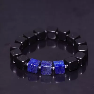 Shungite Bracelet With Lapis Lazuli And 925 Silver Healing Grounding Protection • £15