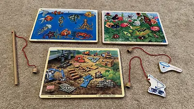 Set Of 3 - Melissa & Doug Lights Camera Interaction! Wooden Magnetic Puzzles • $19.99