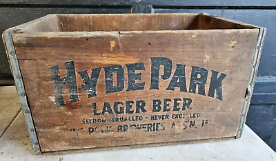 Vintage Hyde Park Lager Beer Breweries Co Wood Crate Wooden Box Case St Louis Mo • $99.95