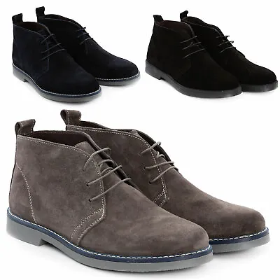 Men's Shoes Booties Boots Velour Suede Real Leather Made IN Italy 1312 • $48.88