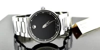 Movado DURA TUNGSTEN Museum Mens Watch Black Dial Ref 0606433 Swiss Box / Papers • $2495