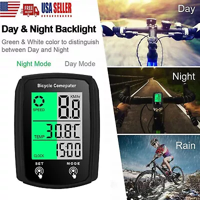 Waterproof Wired LCD Digital Cycle Bike Computer Bicycle Speedometer Odometer US • $10.89