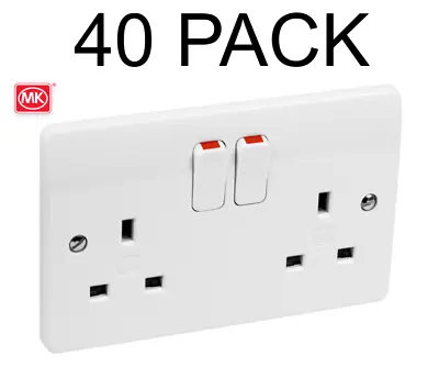 40 X MK Logic Plus Double Socket White 2 Gang 13amp NEW Joblot • £195