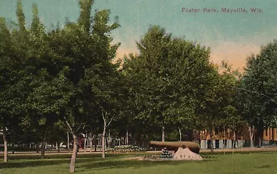 Postcard WI Mayville Wisconsin Foster Park Unposted Antique Vintage PC F8330 • $4