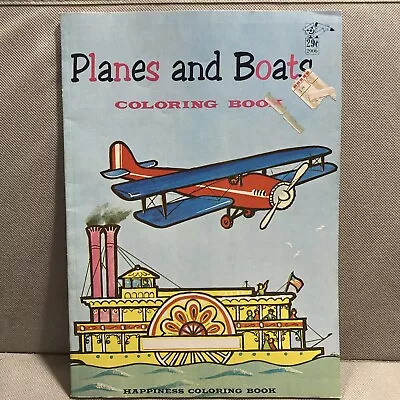 Vintage Coloring Book Planes And Boats Happiness Coloring Book NEW Unused • $8.99