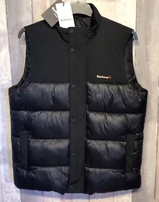 Rare Barbour  Black Grassland Padded Quilted Gilet Jacket Medium New With Tags • $151.58