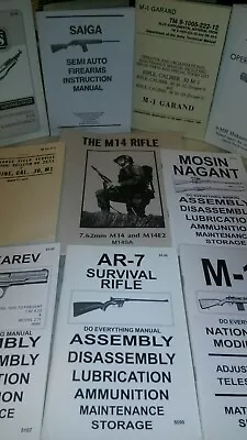 10 Rifle & Pistol Manual Lot Mosin-Nagant SKS M14 .30 Cal. Saiga M1 Garand AR-7 • $99