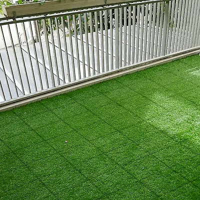 Artificial Grass Interlocking Deck Tiles Fake Lawn Decking Garden Balcony Patio • £4.99