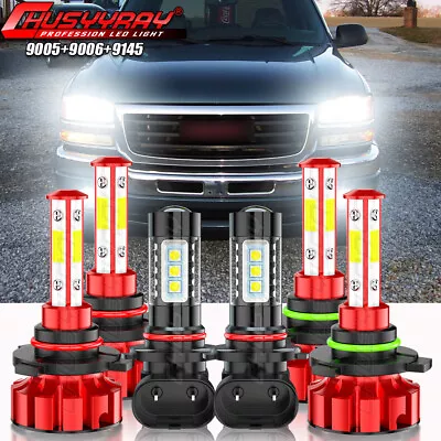 For 2003 2004 2005 2006 GMC Sierra 1500 Led Headlights High Low Fog Bulbs 6000K • $38.99