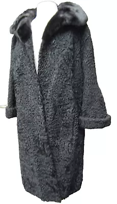 Vintage Black Persian Lamb Coat Knee Length With Mink Collar • $100
