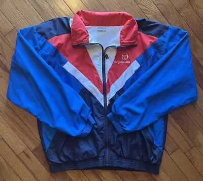 Vintage 90s Sergio Tacchini Windbreaker Jacket 38 Rare Abstract Design Adult • $20