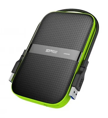 5TB Silicon Power Armor A60 Shockproof Portable Hard Drive USB3.0 Black/Green • £153.81