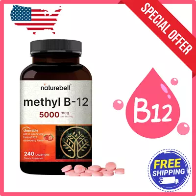 NatureBell Ultra Strength Vitamin B12 Methylcobalamin 5000mcg 240 Chew Lozenges • $13.54