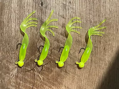 Split Tail Grub Jigs Chartreuse  1/16 Oz. Jig #6 Hook 4/Pk • $4.29