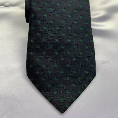 Dunhill Tie 100%silk Business Men Necktie Navy Green Polka Dot Pattern Authentic • $94.94