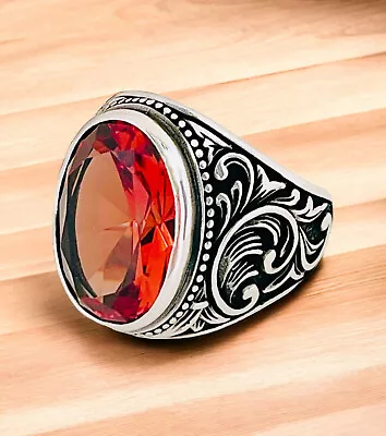 Alexandrite Color Changer Floral Carving 925 Sterling Silver Turkish Men Ring • $59.95