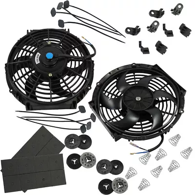 $42.88 • Buy 10  Inch Universal Push Pull Electric Radiator Cooling Slim Fan 12V Mount Kit X2