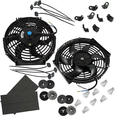 10  Inch Universal Push Pull Electric Radiator Cooling Slim Fan 12V Mount Kit X2 • $43.88