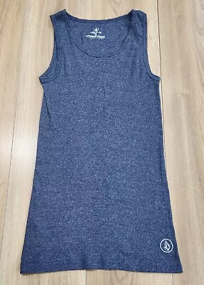 Volcom Mens Sz Small Ribbed Tank Top Logo Printed Stretchy Heather Blue • $7.95