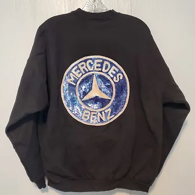 Vintage Mercedes Benz Colorado Clothing Black Sequins Long Sleeve Sweatshirt L • $99.99