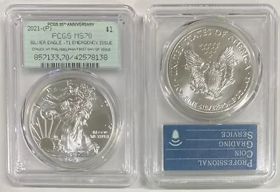 £0.80 • Buy 2021 P Silver American Eagle $1 Type 1 Emergency Issue Pcgs Ms70 Fdoi 35th A1