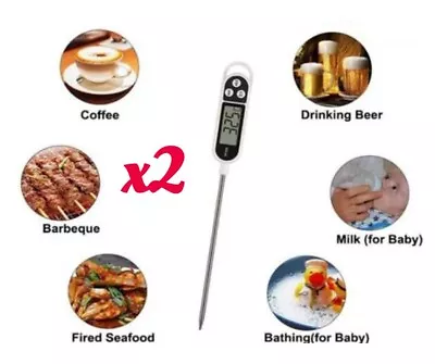 £9.99 • Buy X2 Digital Food Thermometer Probe Cooking Kitchen Temperature Meat Milk  UK  404