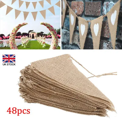 £7.54 • Buy 10 Meters Bunting Banners Hessian Wedding Party Decoration Flags Burlap Banner
