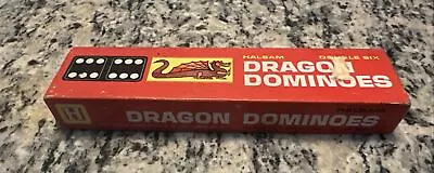 Vintage Dragon Dominoes Set Halsam Double 6  Dominos Red  Box No. 622 • $8