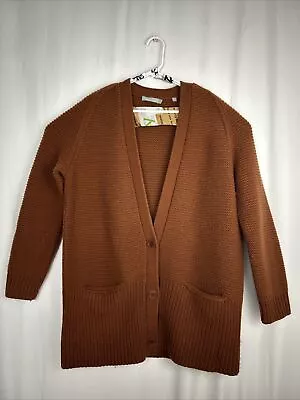 Vince. Wool Cashmere Cardigan Vee Sweater Womens Large Button Cinnamon Brown • $64.99