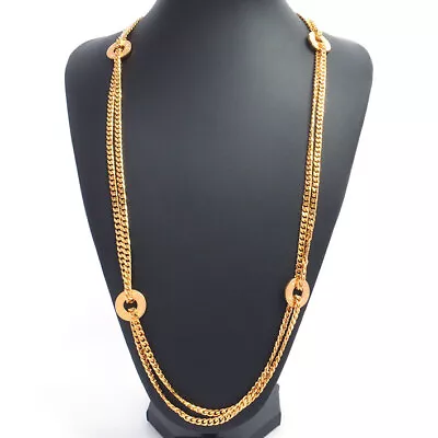 [Japan Used Necklace] Returns Ok Celine Double Chain Circle Vintage Necklace • $874.60