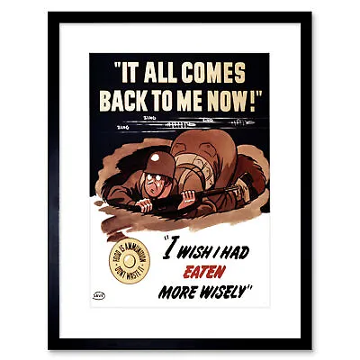 £24.99 • Buy War WWII USA Save Food Soldier Bullet Poster Framed Wall Art Print 12X16 In
