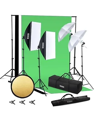 NEW Photography SoftBox Umbrella Lighting Kit 3 Color  + Stand ESDDI PS055 • $89.99