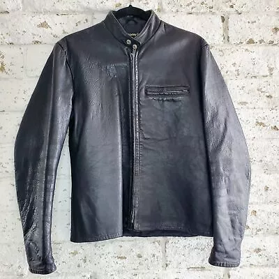 VTG AMF Harley Davidson Leather Jacket Cafe Racer One Pocket Motorcycle Sz 38  • $199