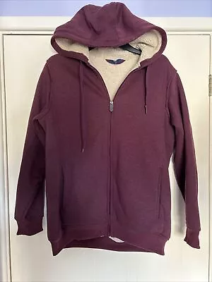 Raisin Burgundy Cotton Traders Full Zip Fleece Hoodie Jumper Size Medium Unisex • £9.95