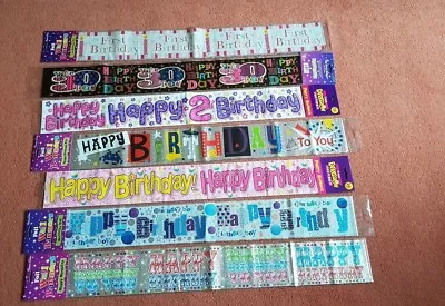 2 Foil Birthday Party Banner's Celebration Decoration Children Adults Alll Ages  • £2.75