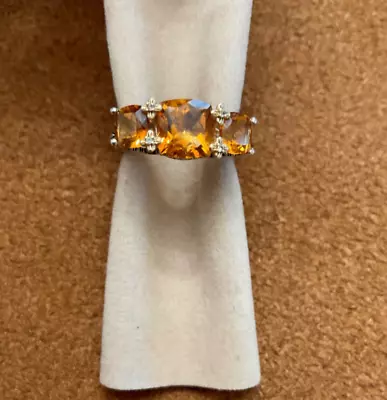 Barbra Bixby Citrine Sterling Silver & 18k Yellow Gold Ring Size 8 • $160