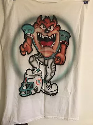 OOAK Miami Dolphins  Tasmanian Devil  Street Art - Airbrush Paining Vtg 1990 • $25