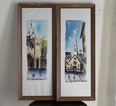 VTG 1965 Pierre Signed Watercolor Quebec Canada MidCentury Original Painting  • $225