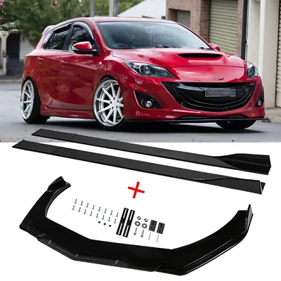 For Mazda 3 5 6 Front Bumper Lip Spoiler Splitter Kit + Side Skirts Extensions • $156.35