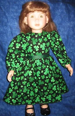 St. Patrick's Day Dress -Fits 23  My Twinn  Doll- Green Shamrocks On Black • $15.99