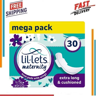 £7.29 • Buy Lil-Lets Maternity Pads | Extra Long Maxi Thick Towels X 30| With Wings| 3 Of