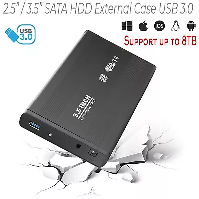 USB 3.0 2.5  3.5  External SATA HDD SSD Hard Disk Drive Enclosure Caddy Case Box • £14.99