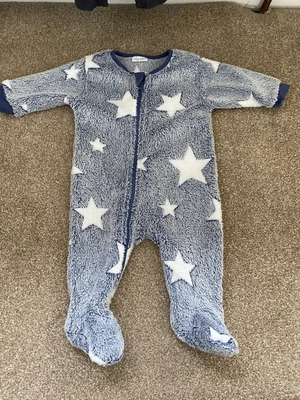 £0.99 • Buy Next Baby Boys Fleece Blue Star Sleepsuit All In One Babygrow 0-3 Months