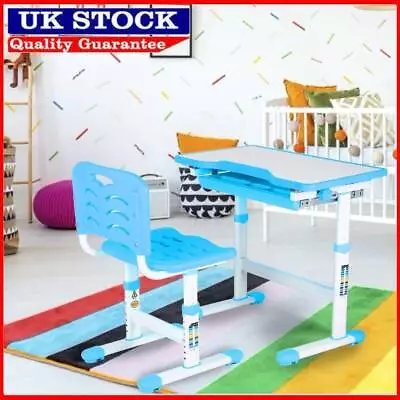 Kids Table And Chair Set Children's Homework Activity Art Desk Height Adjustable • £54.99