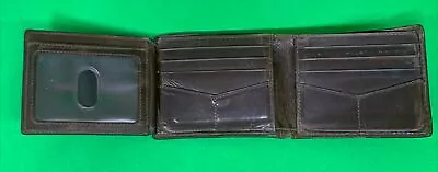 Fossil Men’s Brown Genuine Leather Bifold Slim Wallet 8 Card Holder Plus 2 ID • $15.96