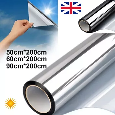£11.99 • Buy Reflective One Way Mirror Vision Privacy Window Film Sticky Silver Glass Tint UK