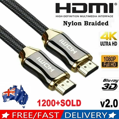 $5.40 • Buy Premium 4k Hdmi Cable Gold Plated 2.0 High Speed Cord Braided Lead 1080p 3d Hdtv