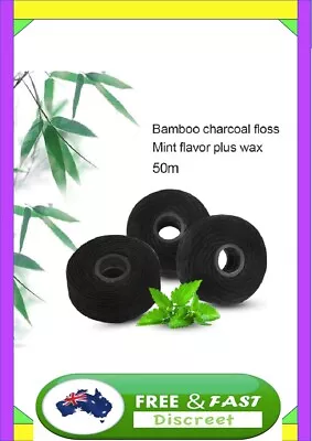 Dental Floss Teeth Whitening Oral 50M Bamboo Charcoal Flosser Spool Tooth A1 Aus • $7.95